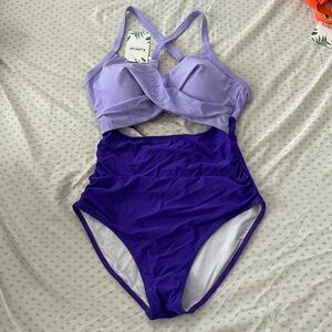 Purple One Piece Bathing Suit NWT